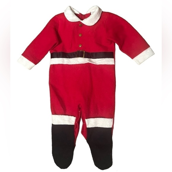 Vintage Carters Santa Outfit One Piece Footed Jumpsuit Pajamas Baby 6-9 Months - Picture 7 of 7
